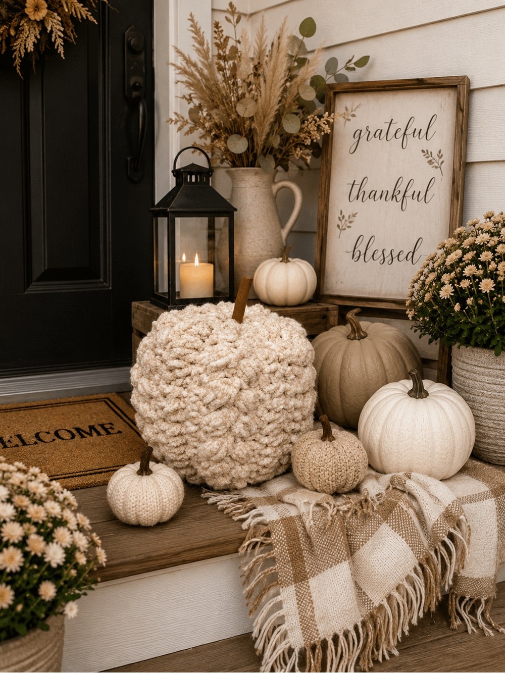 🤍🎃 Handmade Cream Crochet Pumpkin – Cozy Neutral Fall Decor 🎃🤍